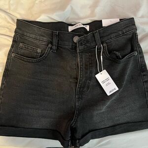 Black High-Rise Denim Shorts